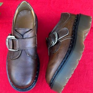 🏴󠁧󠁢󠁥󠁮󠁧󠁿 Vintage MIE Dr. Martens 8314 Chunky Platform Monk Strap Loafers UK 7